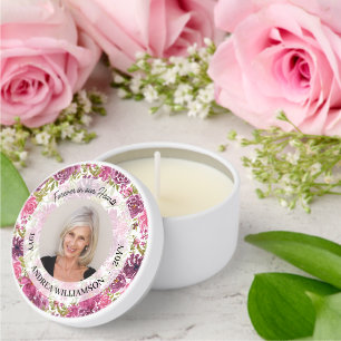 Forever in our Hearts Photo Floral Mini Candle Favors