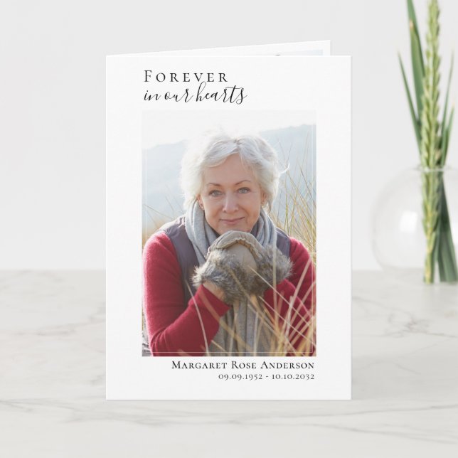 Forever in Our Hearts Photo Folded Memorial Card (Front)