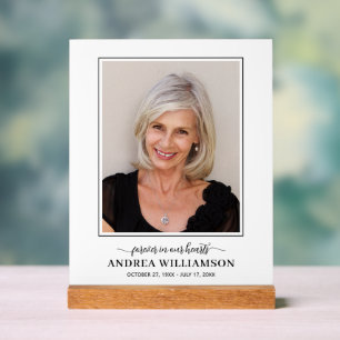 Forever in Our Hearts Photo Funeral Acrylic Sign