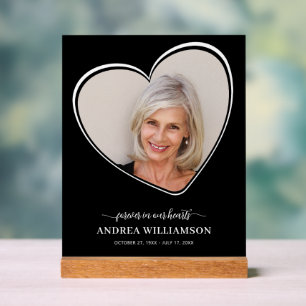 Forever in Our Hearts Photo Funeral Acrylic Sign