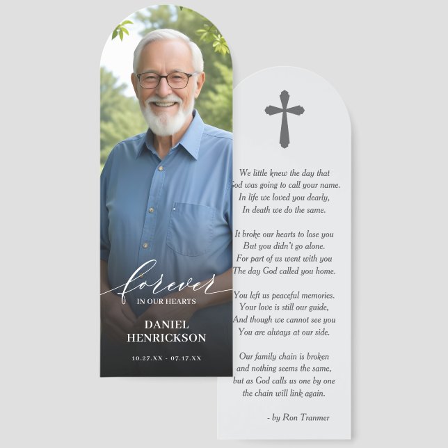 Forever in our Hearts Photo Funeral Bookmarks (Front & Back)