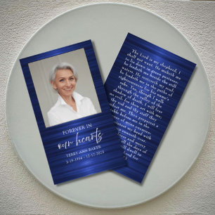Forever in Our Hearts Photo Funeral Memorial Blue Enclosure Card