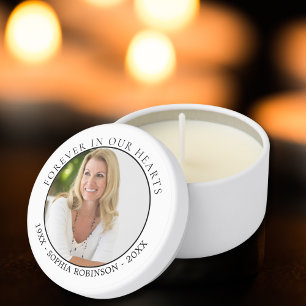 Forever In Our Hearts Photo Funeral Memorial Mini Candle Favors