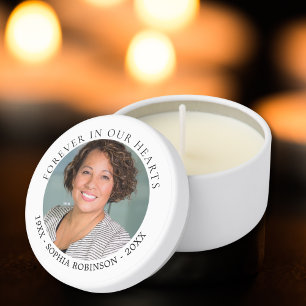 Forever In Our Hearts Photo Funeral Memorial Mini Candle Favors