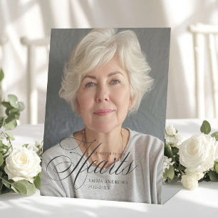 "Forever in Our Hearts" Photo Funeral Memorial Pedestal Sign