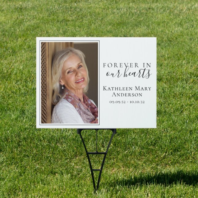 Forever in Our Hearts Photo Funeral Memorial Sign (Insitu)