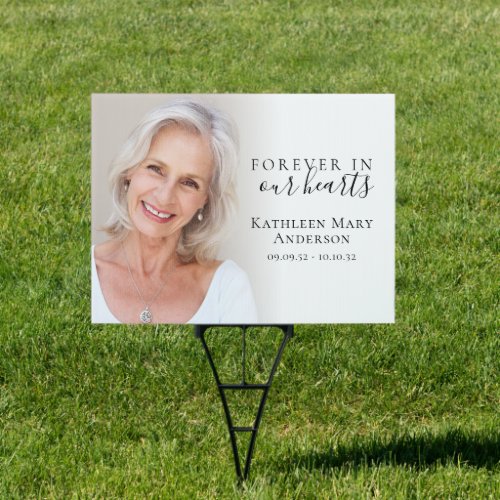 Forever in Our Hearts Photo Funeral Memorial Sign