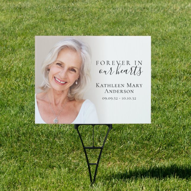 Forever in Our Hearts Photo Funeral Memorial Sign (Insitu)