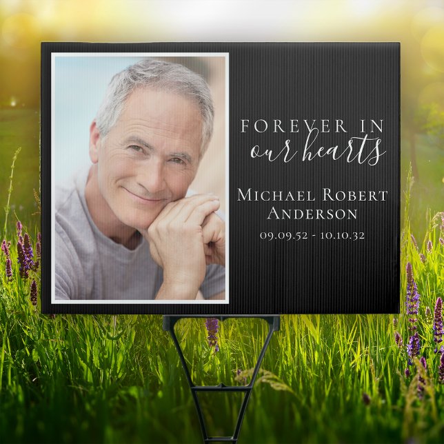 Forever in Our Hearts Photo Funeral Memorial Sign (Creator Uploaded)