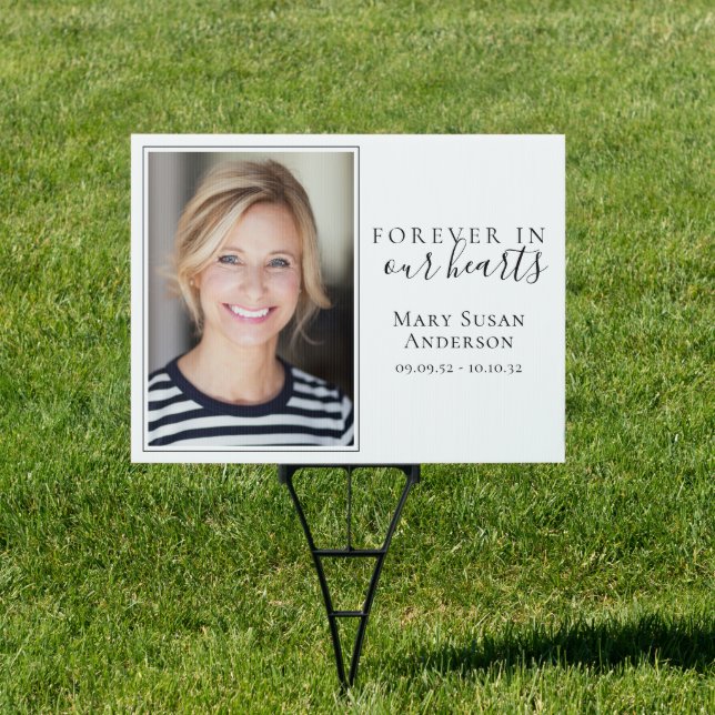 Forever in Our Hearts Photo Funeral Memorial Sign (Insitu)