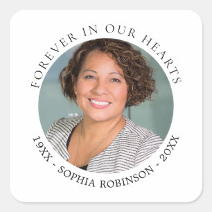 Forever In Our Hearts Photo Funeral Memorial Square Sticker
