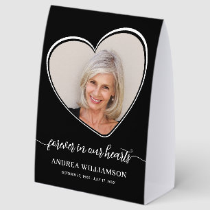 Forever in Our Hearts Photo Funeral Paper Table Tent