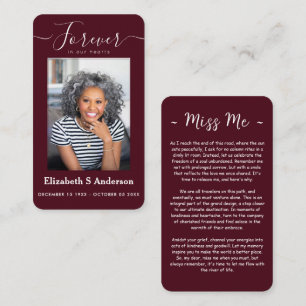 Forever in Our Hearts Photo Funeral Prayer Card