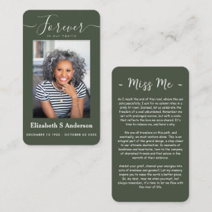 Forever in Our Hearts Photo Funeral Prayer Card