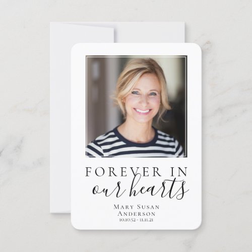 Forever in Our Hearts Photo Funeral Prayer Card