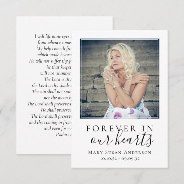 Forever in Our Hearts Photo Funeral Prayer Card (Front/Back)