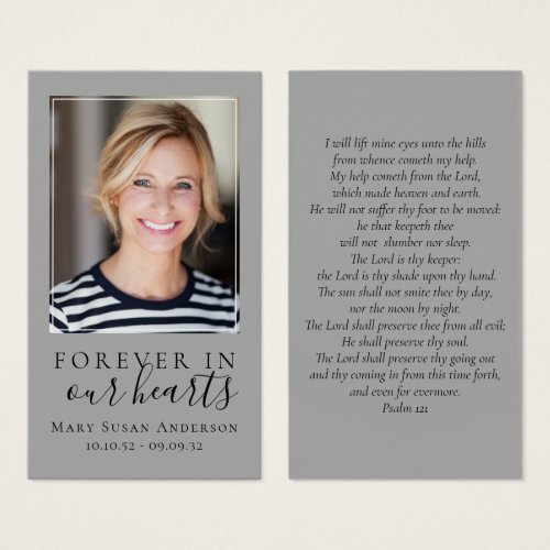 Forever in Our Hearts Photo Funeral Prayer Card