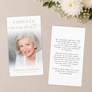 Forever in Our Hearts Photo Funeral Prayer Card
