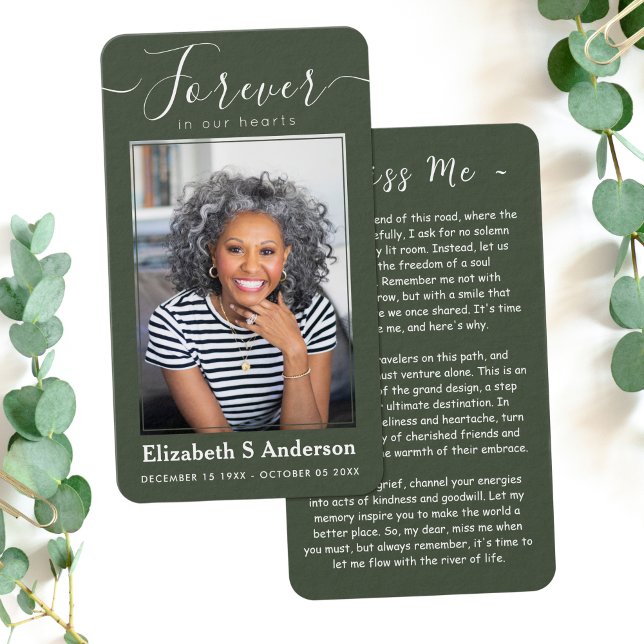 Forever in Our Hearts Photo Funeral Prayer Card (Creator Uploaded)