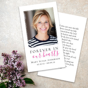 Forever in Our Hearts Photo Funeral Prayer Card
