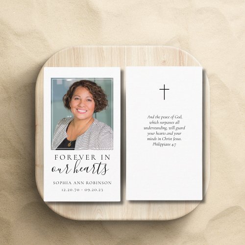 Forever in Our Hearts Photo Funeral Prayer Card