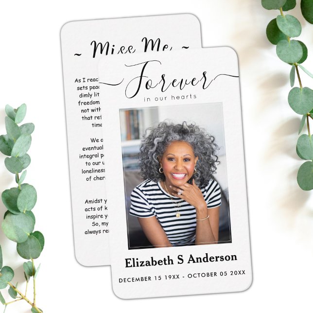 Forever in Our Hearts Photo Funeral Prayer Card (Creator Uploaded)