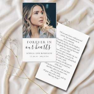 Forever in Our Hearts Photo Funeral Prayer Card