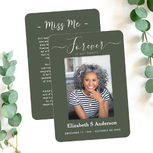 Forever in Our Hearts Photo Funeral Prayer Card