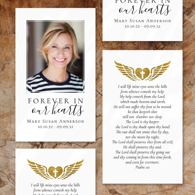 Forever in Our Hearts Photo Funeral Prayer Card (Creator Uploaded)