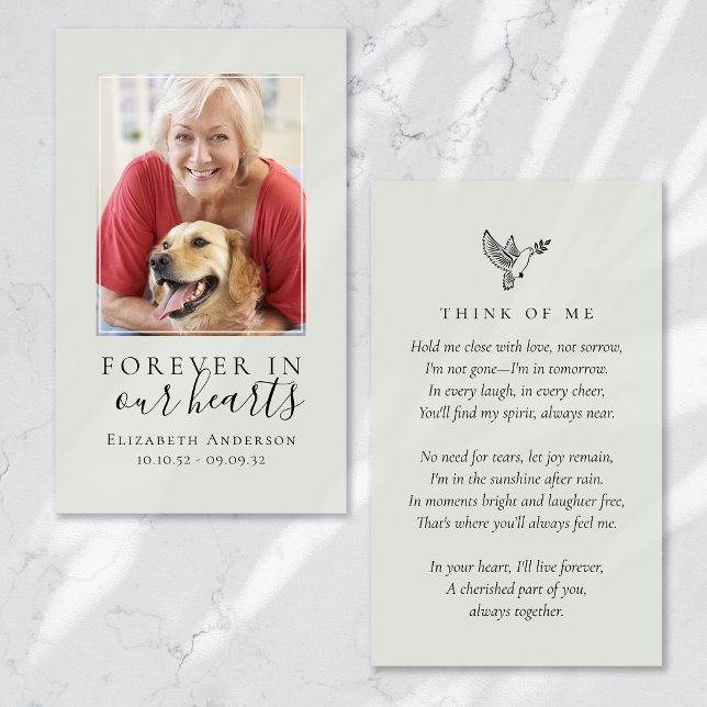 Forever in Our Hearts Photo Funeral Prayer Card (Creator Uploaded)