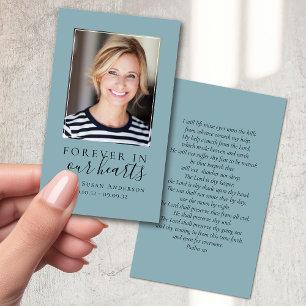 Forever in Our Hearts Photo Funeral Prayer Card