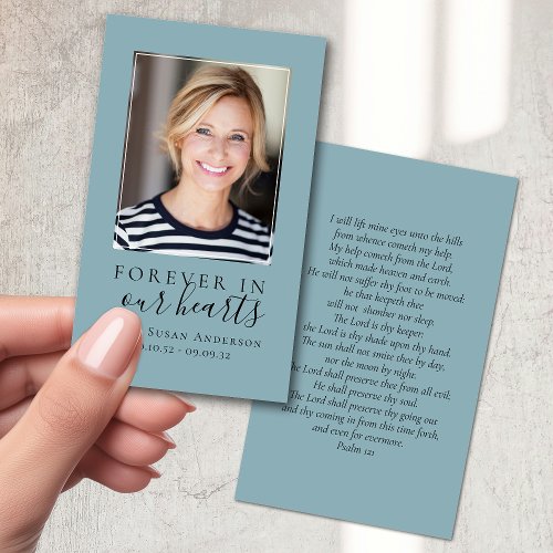 Forever in Our Hearts Photo Funeral Prayer Card