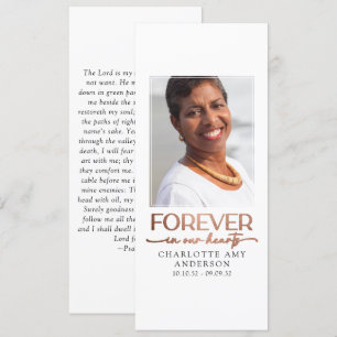 Forever in Our Hearts Photo Funeral Prayer Card