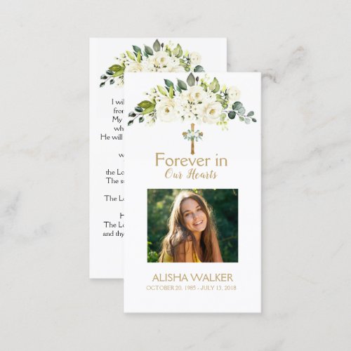  Forever in Our Hearts Photo Funeral Prayer Card