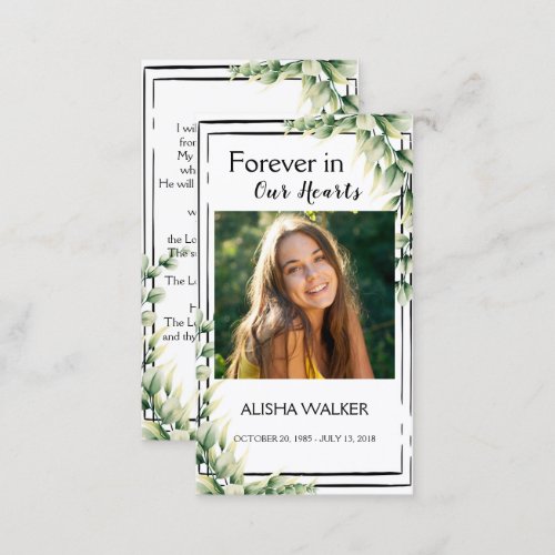 Forever in Our Hearts Photo Funeral Prayer Card