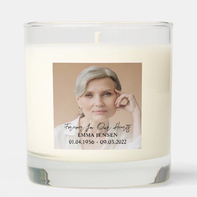 Forever In Our Hearts Photo Funeral Scented Candle (Front)