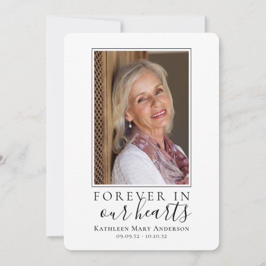 Forever in Our Hearts Photo Funeral Sympathy Thank Thank You Card ...