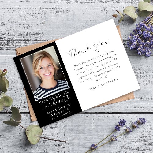 Forever in Our Hearts Photo Funeral Thank You Card