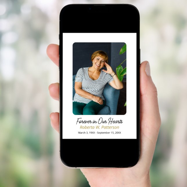 Forever in our Hearts Photo Funeral Thank You Card (Front Digital)