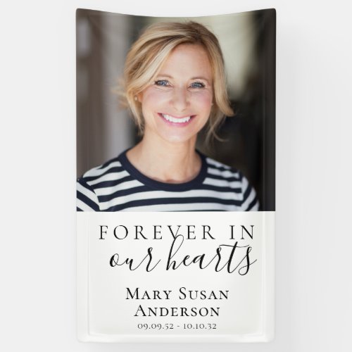 Forever in Our Hearts Photo Funeral Welcome Banner