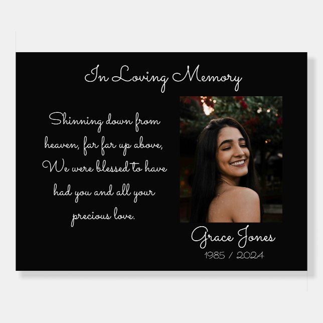 Forever in Our Hearts Photo Funeral Welcome Sign (Front)