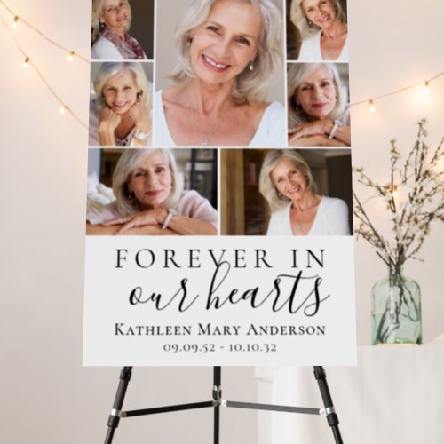 Forever in Our Hearts Photo Funeral Welcome Sign