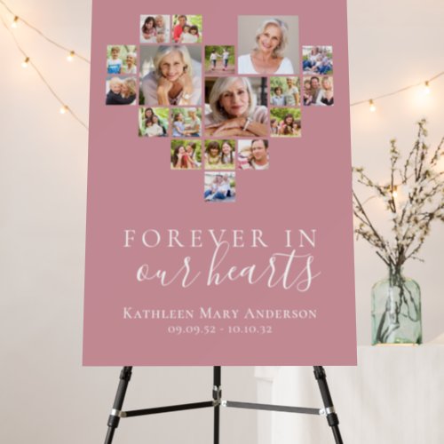 Forever in Our Hearts Photo Funeral Welcome Sign