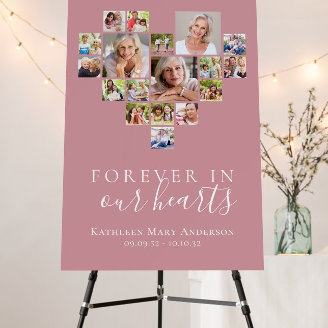 Forever in Our Hearts Photo Funeral Welcome Sign (In Situ (Stand))