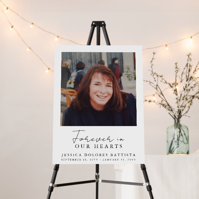 Forever in Our Hearts Photo Funeral Welcome Sign (In Situ (Stand))