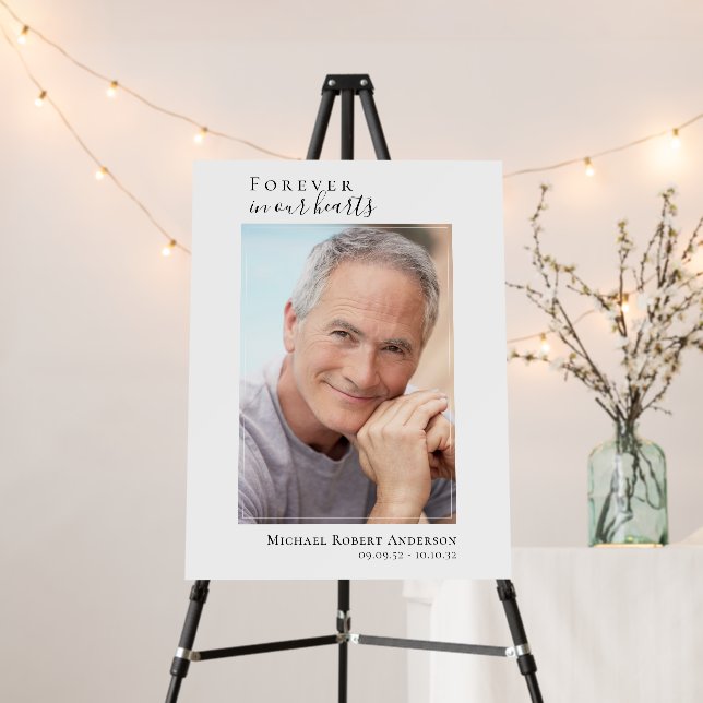 Forever in Our Hearts Photo Funeral Welcome Sign (In Situ (Stand))
