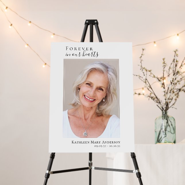 Forever in Our Hearts Photo Funeral Welcome Sign (In Situ (Stand))