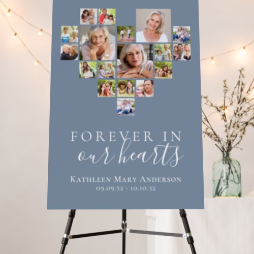 Forever in Our Hearts Photo Funeral Welcome Sign