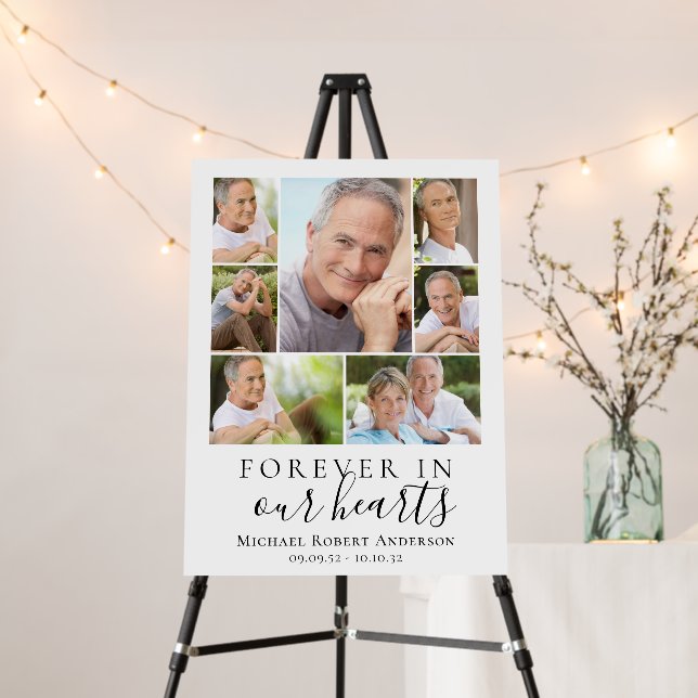 Forever in Our Hearts Photo Funeral Welcome Sign (In Situ (Stand))