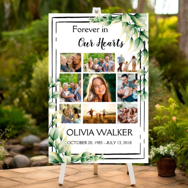 Forever in Our Hearts Photo Funeral Welcome Sign (Creator Uploaded)